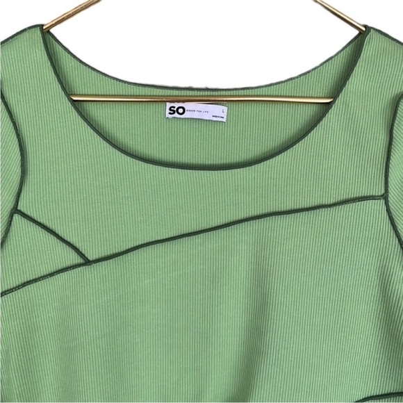 SO Contrast Seam Ribbed Cropped Top Punk Prep Green NWT - Picture 3 of 12